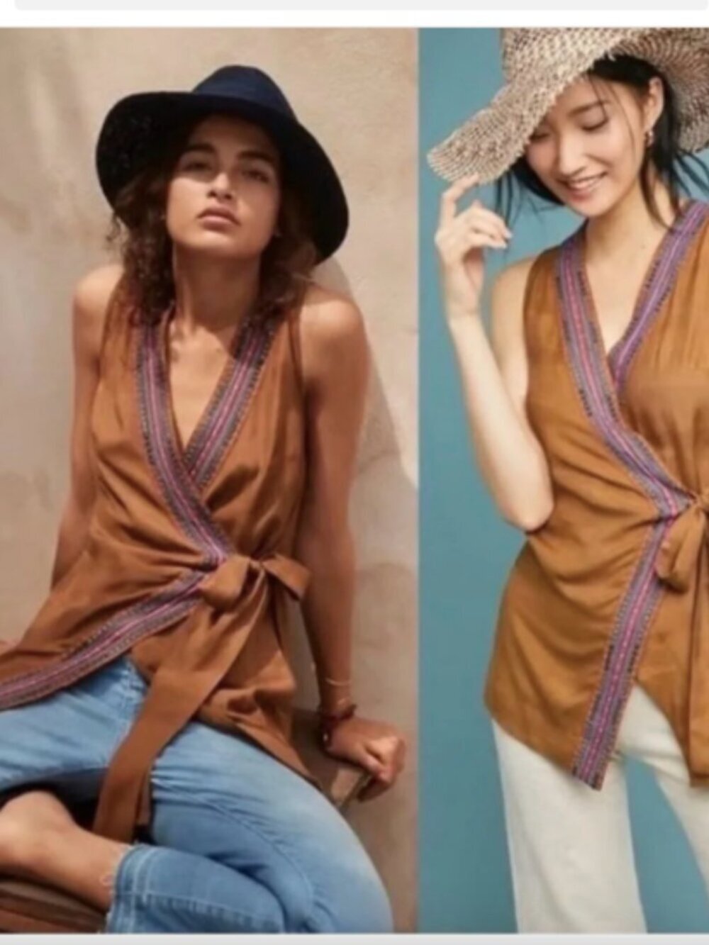 Anthropologie Maeve Liviana Tunic Wrap Sleeveless Top XS